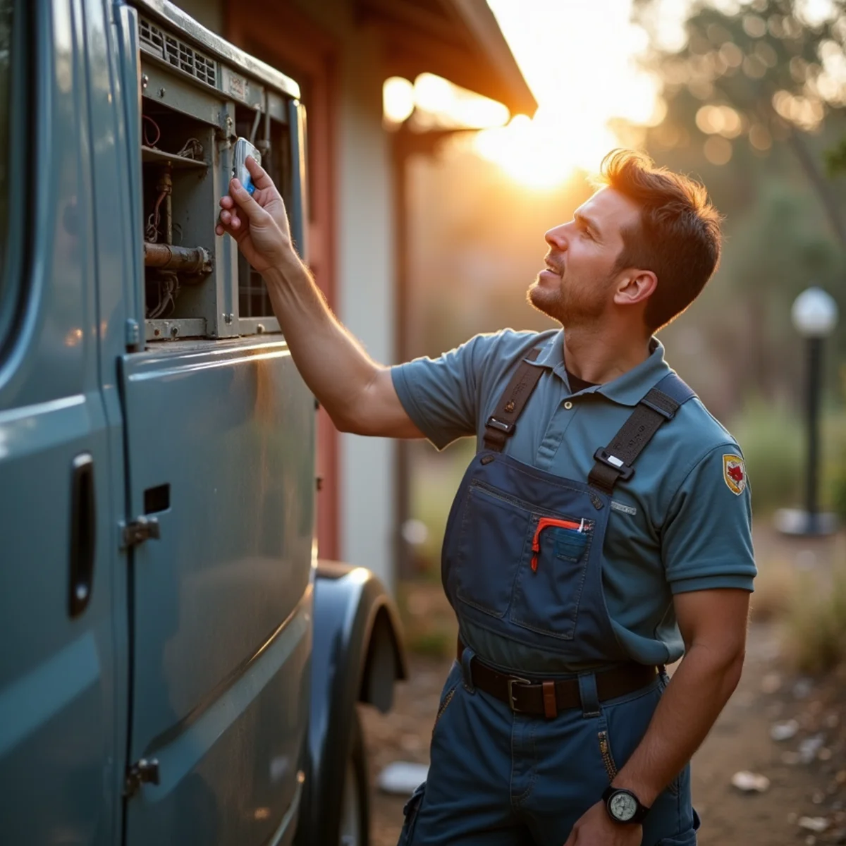Technician diagnosing an air conditioner blowing warm air at an Auburn, CA home