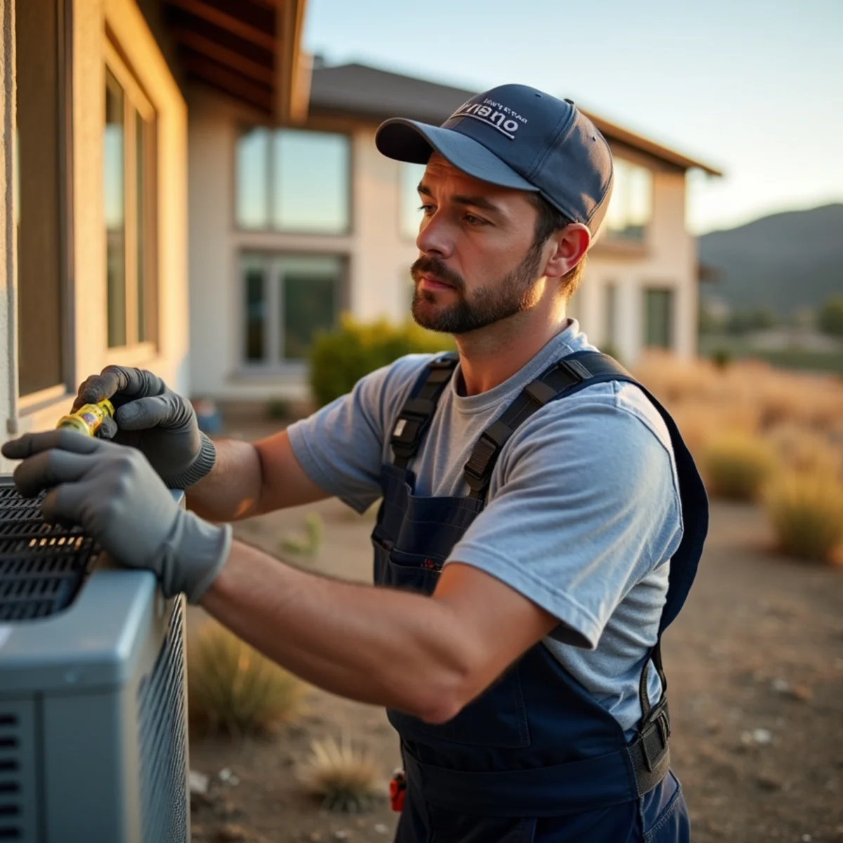 HVAC technician installing a zoned system in a large executive home in El Dorado Hills, CA