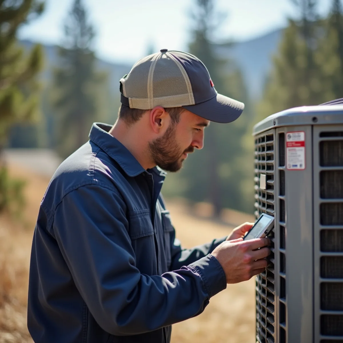 HVAC technician checking an AC capacitor to estimate ac repair cost in Auburn, CA