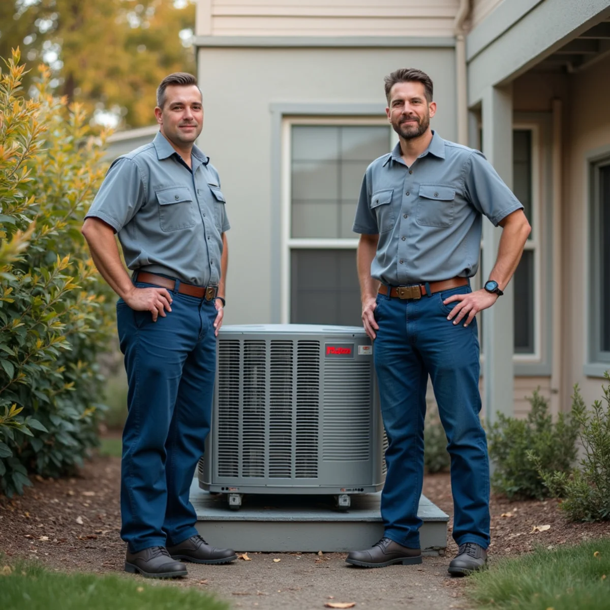 Heat pump and gas furnace side by side for a Sierra foothills home in Auburn, CA