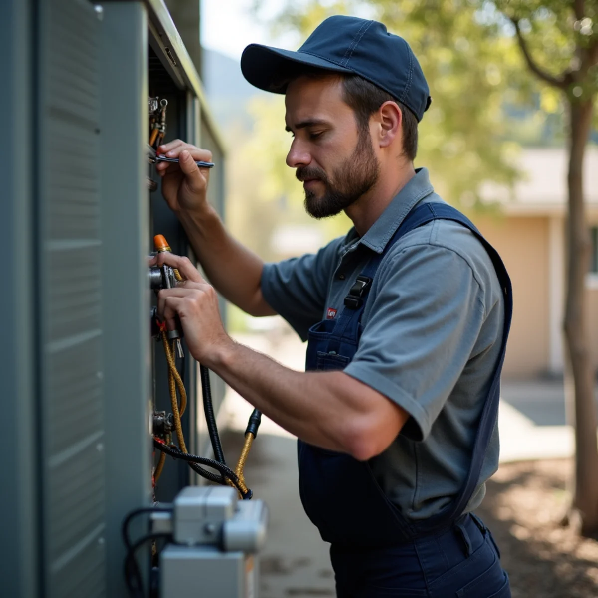 Technician performing a tune-up under an HVAC maintenance plan in Auburn, CA
