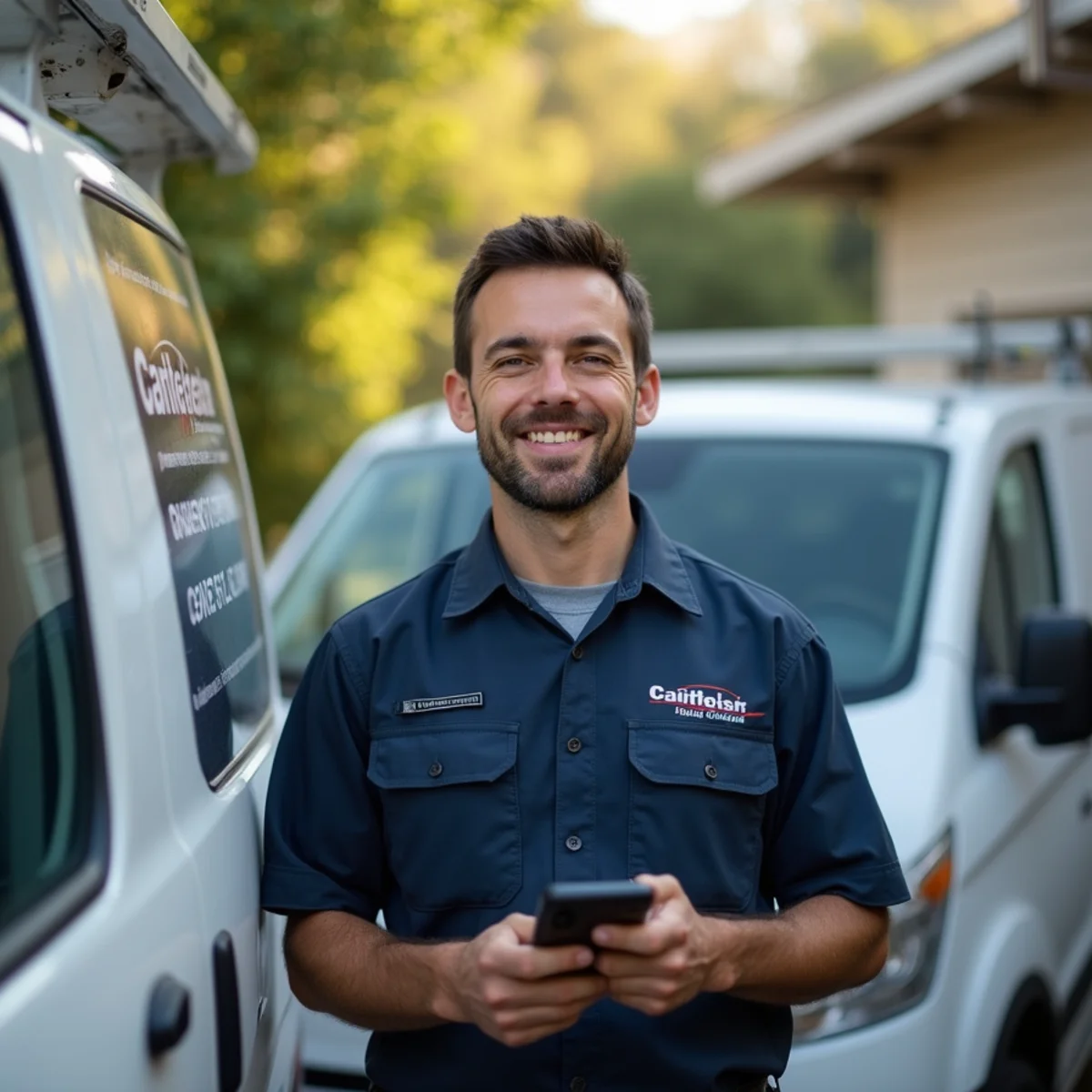 HVAC technician responding to an emergency service call at an Auburn, CA home