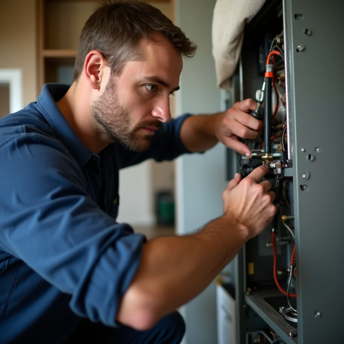 Furnace Repair in Auburn, CA — a licensed local technician at work